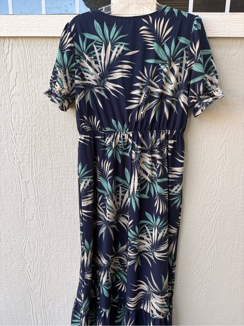 SHEIN Blue Tropical Leaf Midi Dress